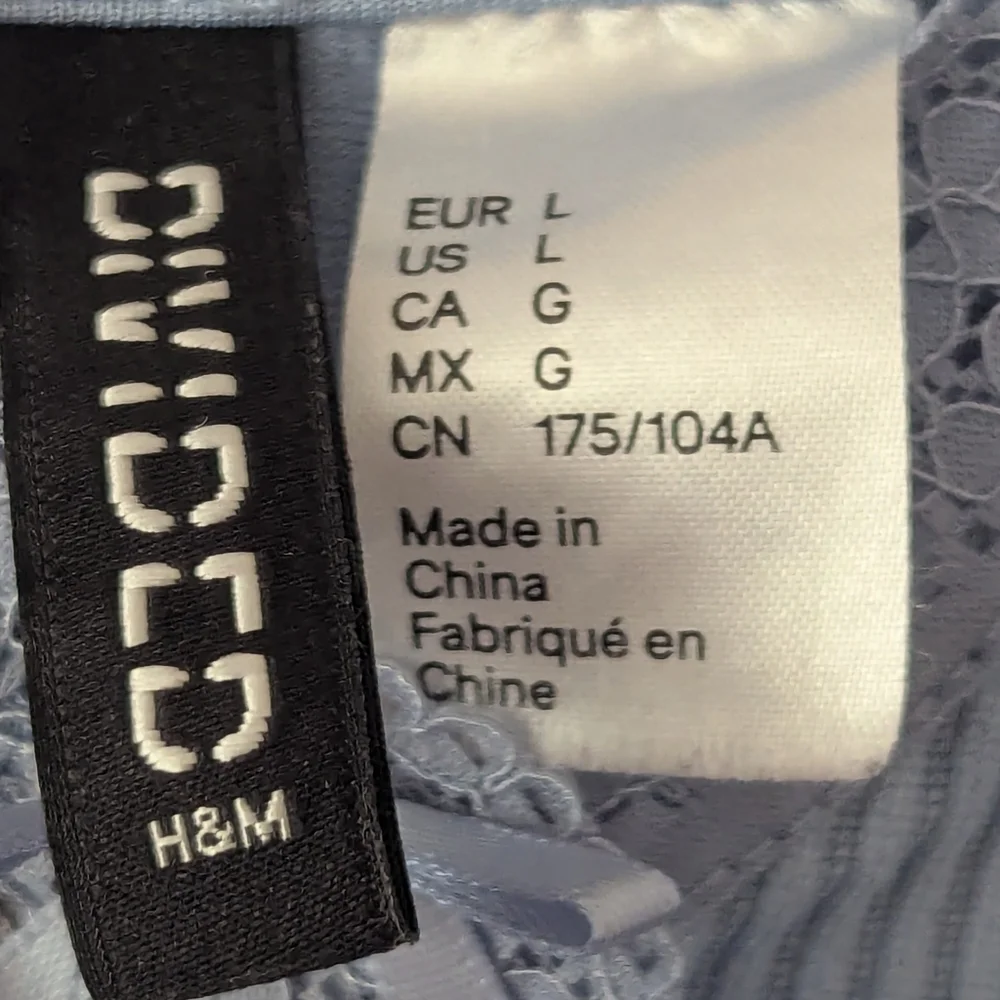 Divided H&M L Slip Dress Blue Ribbed Lace Night Out Date Layer Feminine Sexy